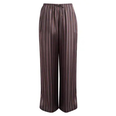 Reformation Elise Tie Waist Silk Blend Pants in Wren Stripe at Nordstrom, Size X-Small | Nordstrom