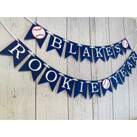 Navy Baseball Rookie Year Banner Custom 1st Birthday Decoration | Etsy (US)