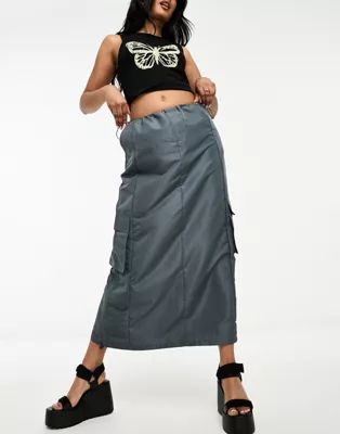 Only cargo midi skirt in charcoal grey | ASOS (Global)