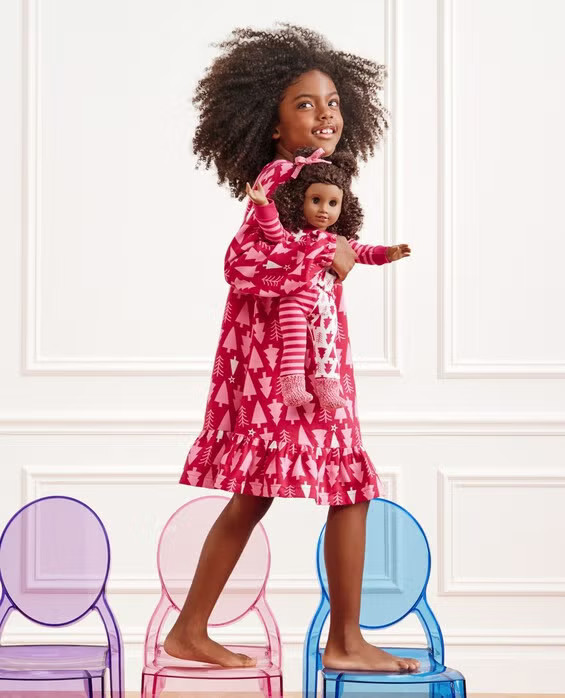 Girls' American Pink Trees Girl® Holiday Flannel Nightgown in 100% Recycled Polyester - Size Big Kids 12 by Hanna Andersson | Hanna Andersson