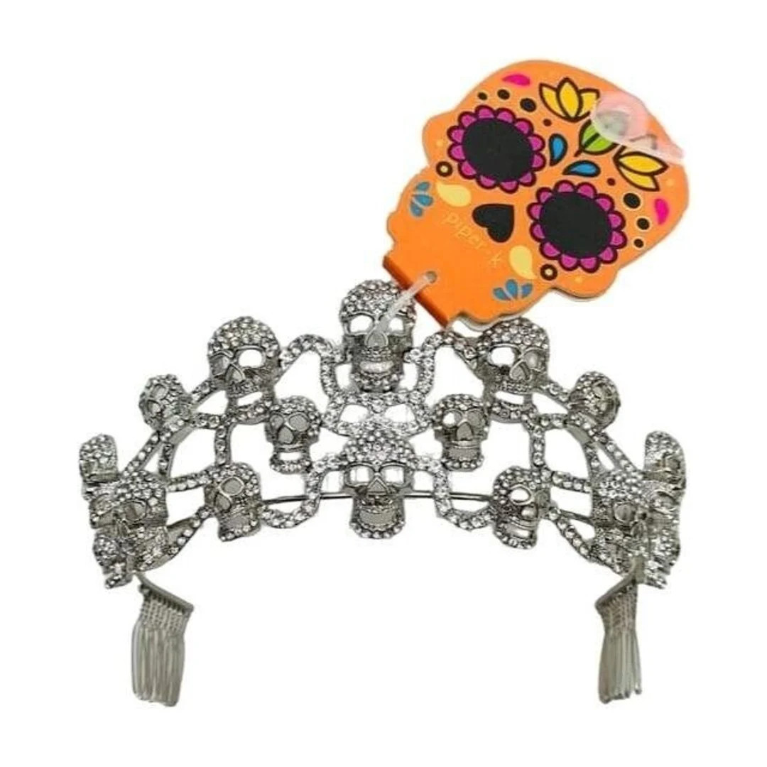 Piper-k Halloween Skull Rhinestones Tiara Gothic Queen Bridal Costume Crown - Etsy | Etsy (US)