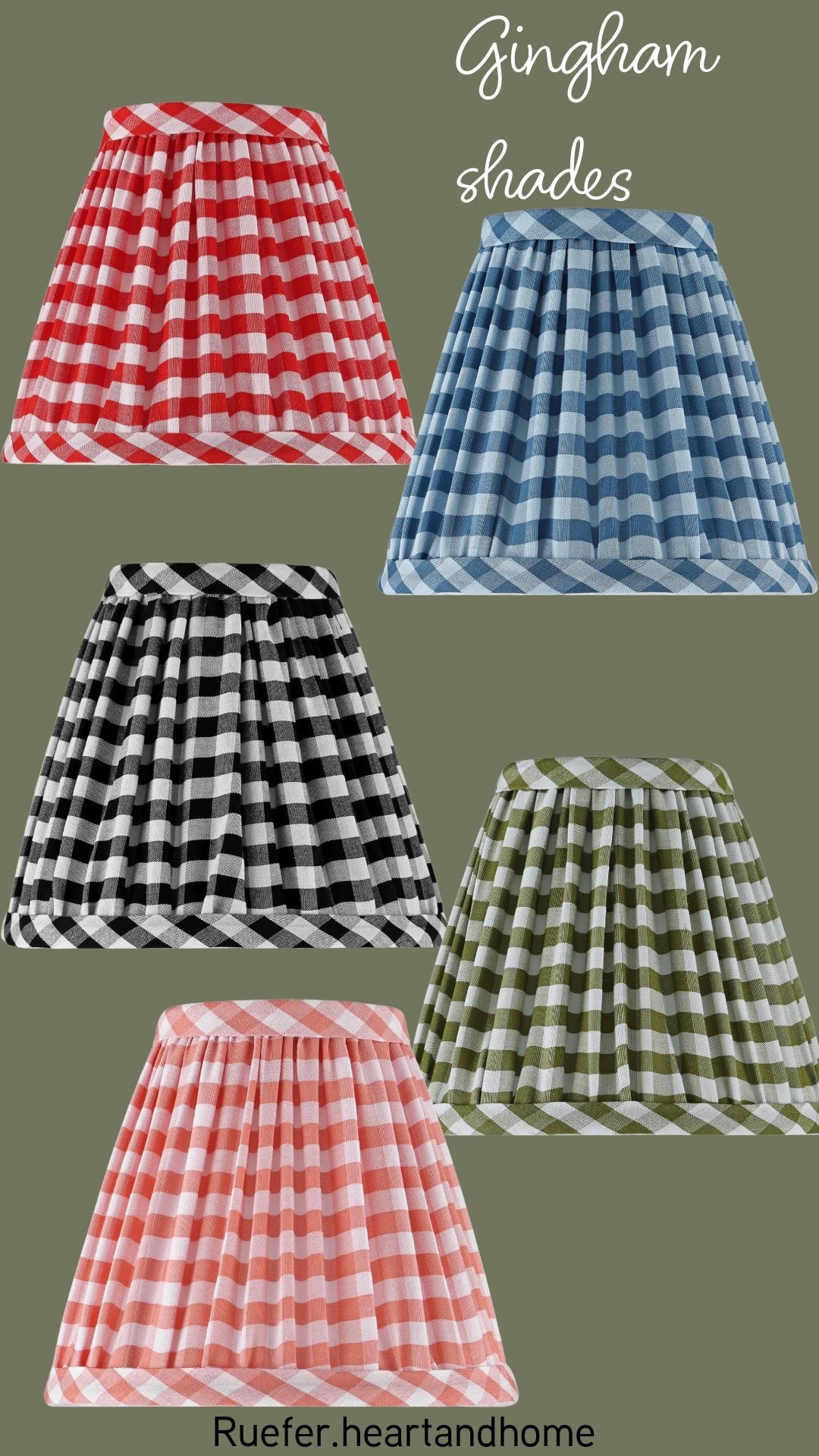 The cutest gingham pleated clip on lampshades. Perfect for a chandelier, sconce, or a small kitchen lamp. And, how perfect would the red be for Christmastime

#LTKSeasonal #LTKHome #LTKSaleAlert