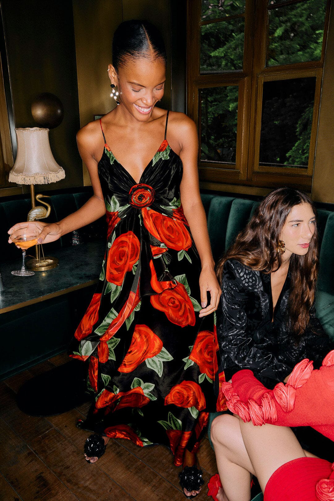 Black Latin Roses 3d Flower Layered Maxi Dress | FARM Rio | FarmRio (US)