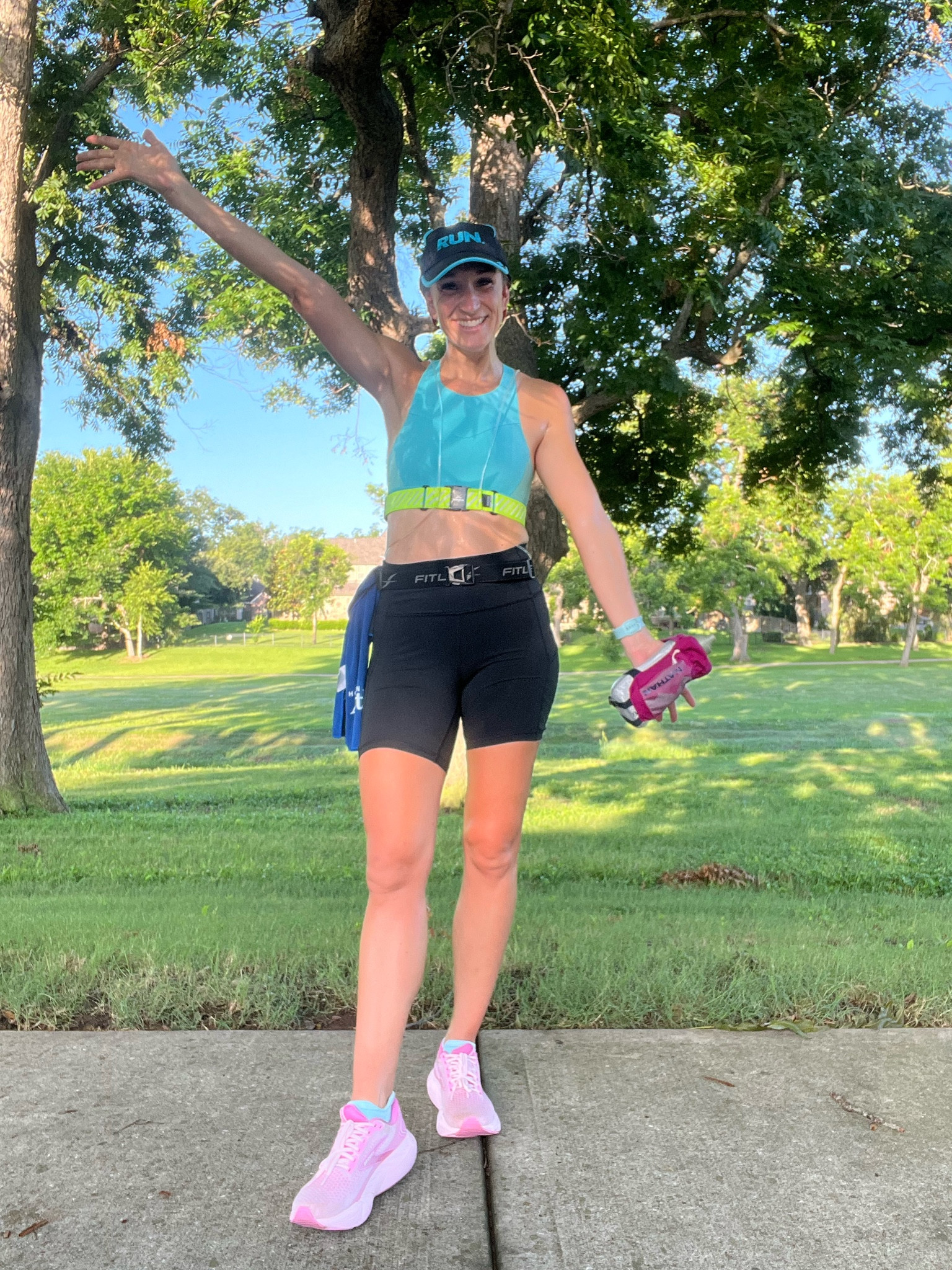 Must haves during summer runs;
- light vest for early mornings
- handheld insulated water bottle 
- Fitletic belt to hold fuel
- Feetures socks to avoid blisters
- 3 pocket sports bra for extra water storage
- biker shorts with pockets 
- cooling towel

#LTKFitness #LTKActive