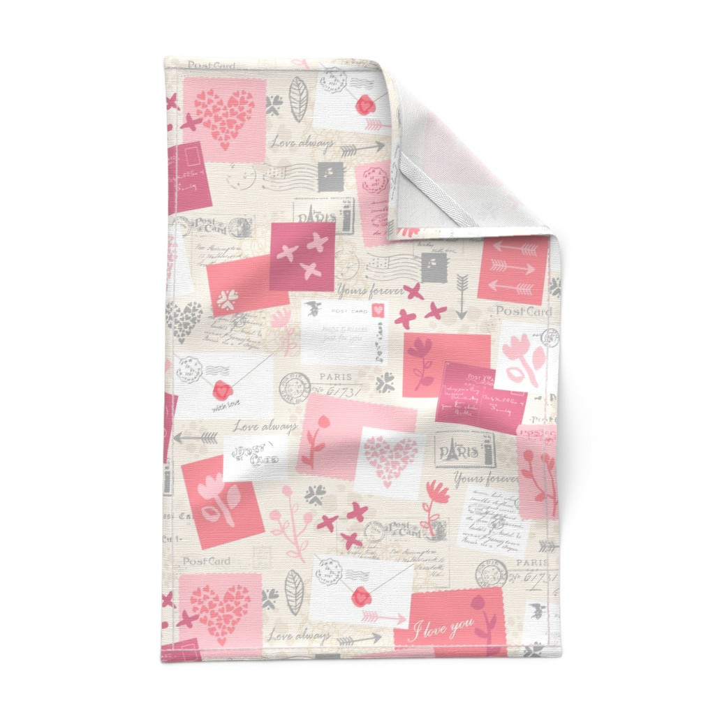 Tea Towel in Love Letters - Valentines | Spoonflower