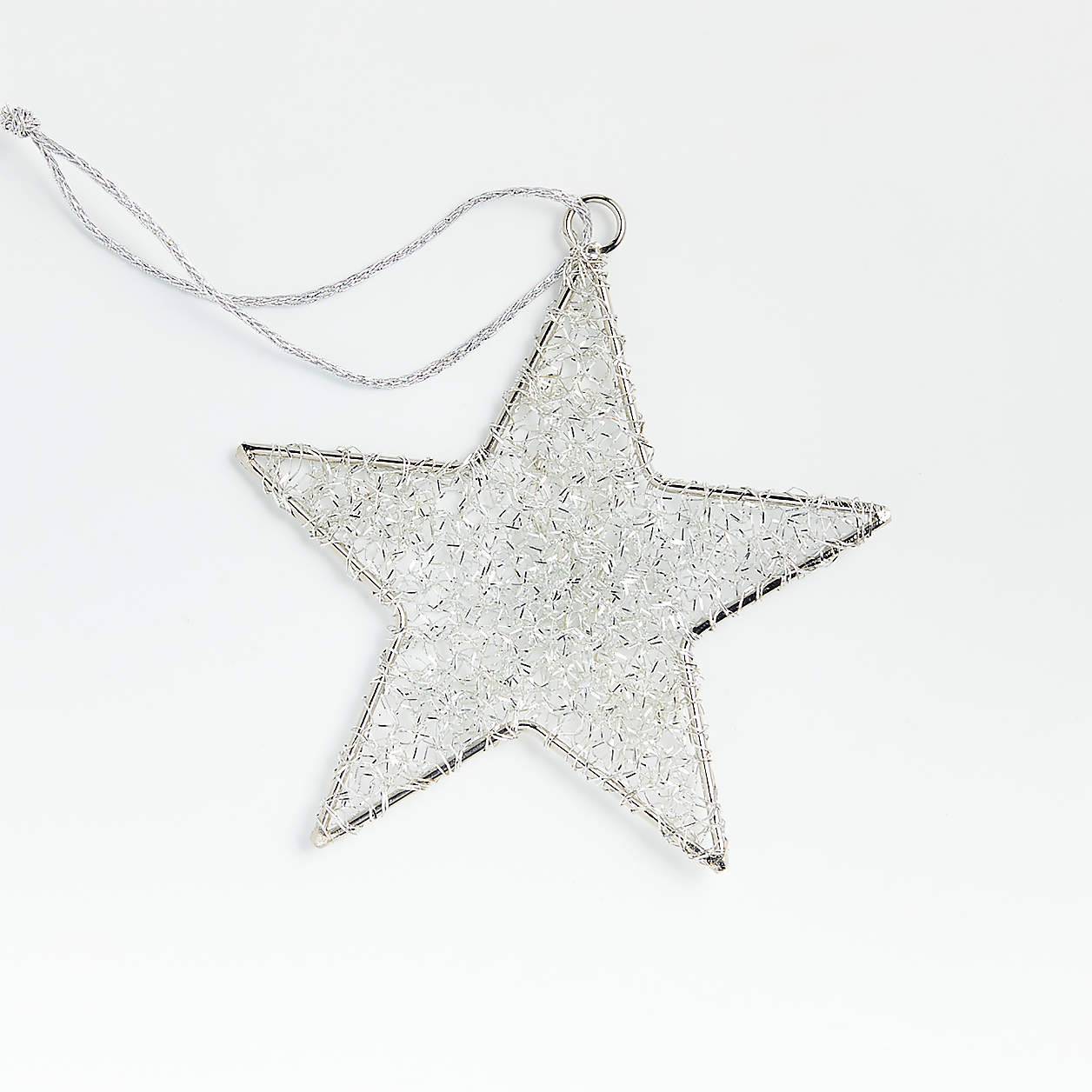 Silver Tinsel Star Christmas Tree Ornament + Reviews | Crate & Barrel | Crate & Barrel