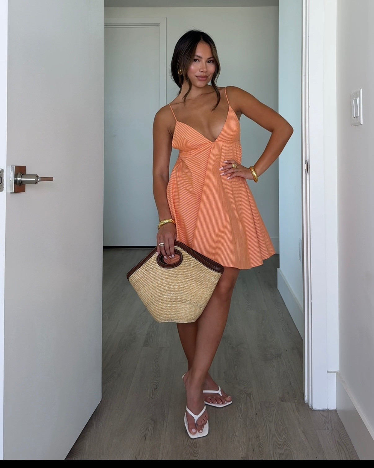 wearing size XS in the dress 