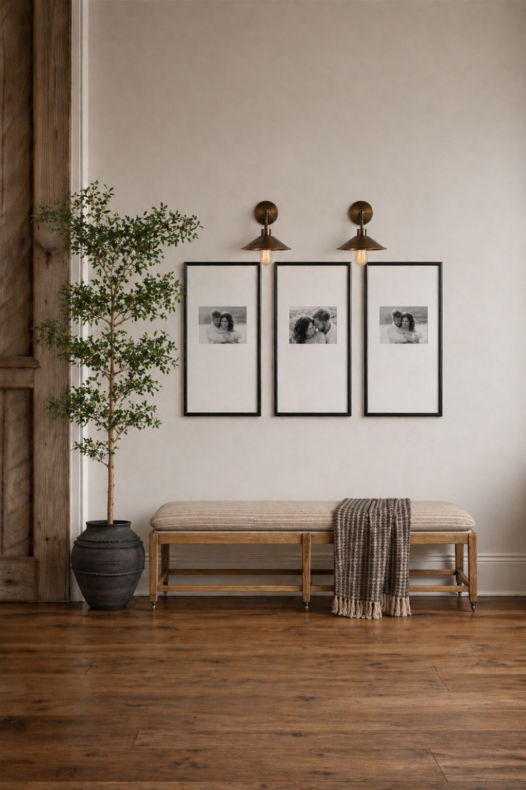 Cozy, warm, and functional entryway! Gallery walls are one of my go-tos for styling any open wall. I love the personal touches and timeless appeal! 

#LTKHome