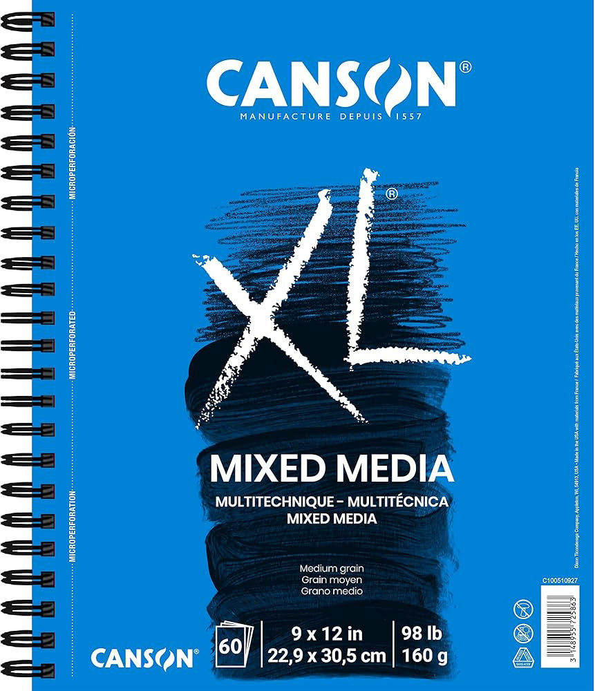 Canson XL Series Mixed Media Pad, Side Wire, 9x12 inches, 60 Sheets – Heavyweight Art Paper for... | Amazon (US)