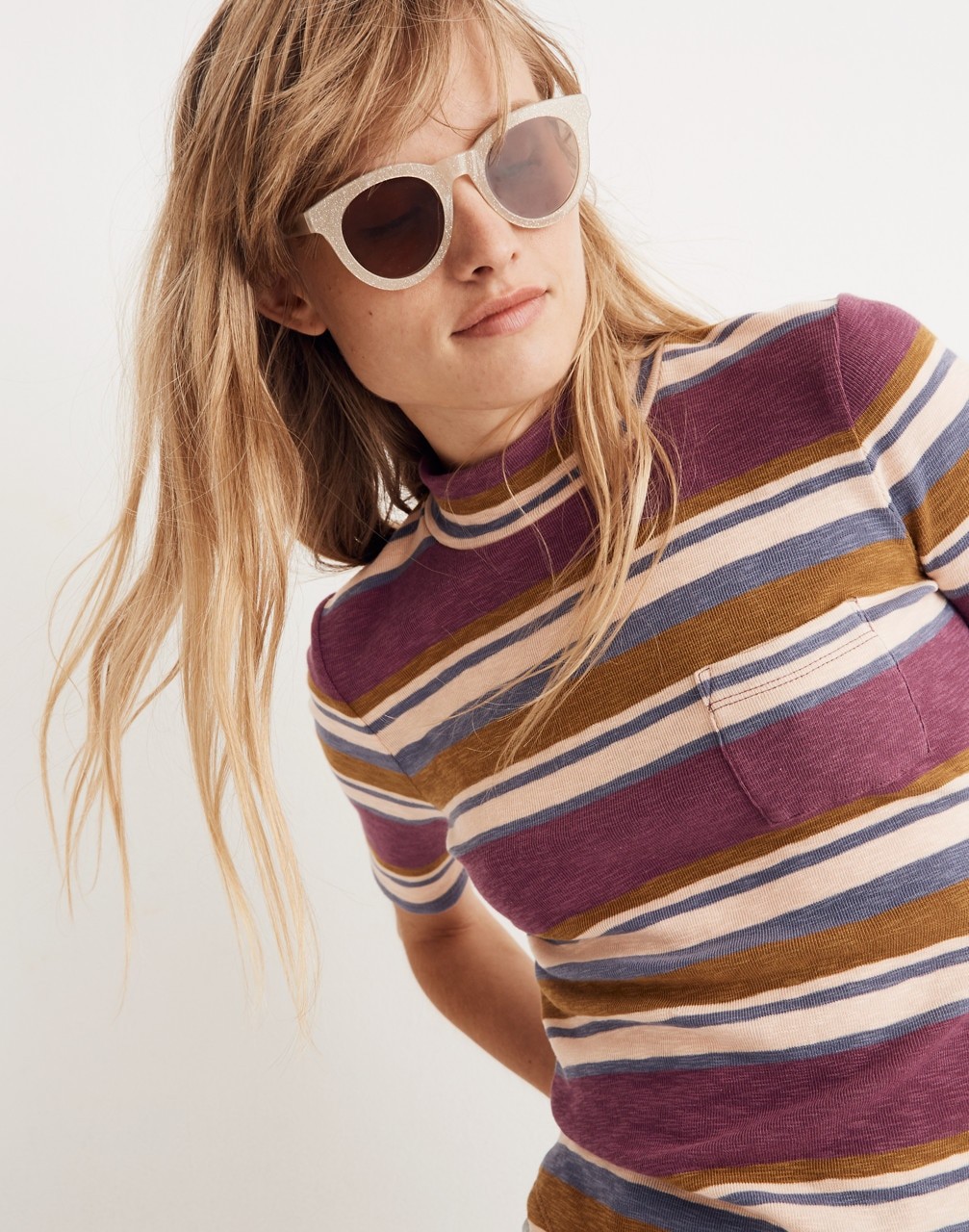 Mockneck Shirttail Tee in Stripe | Madewell
