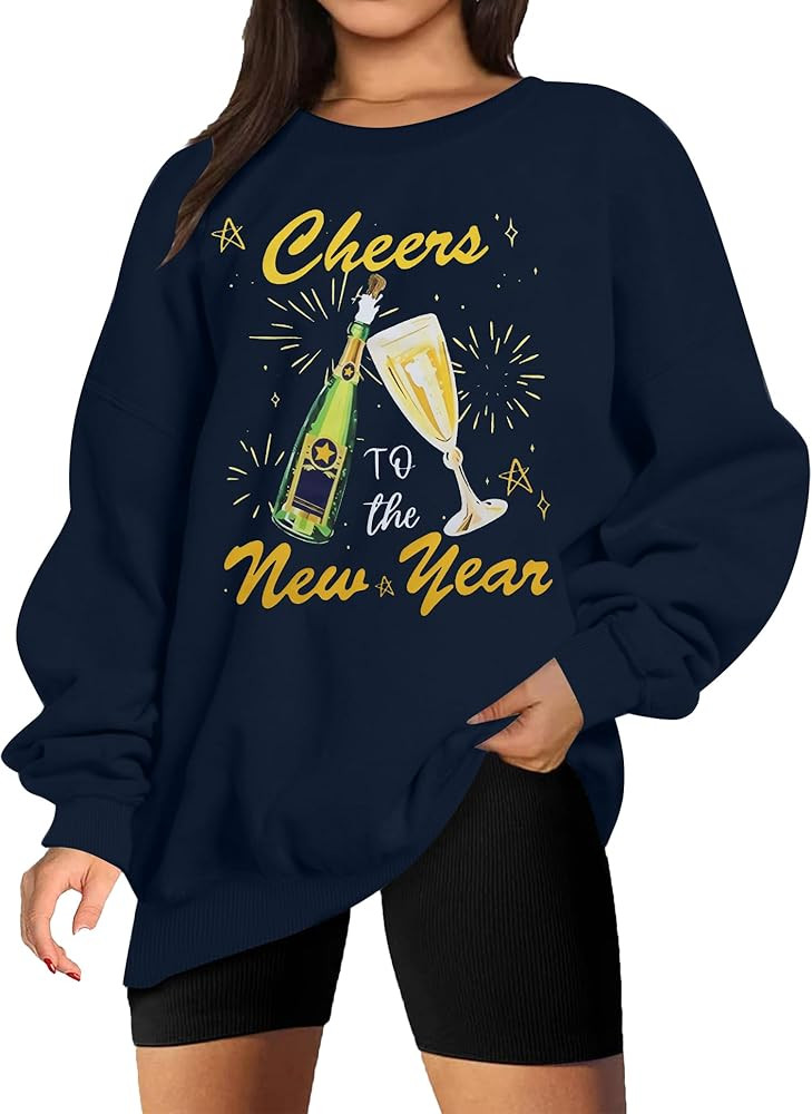 LUKYCILD Hello New Year Sweatshirt Women Happy 2026 New Year Shirt Winter Holiday Party Long Slee... | Amazon (US)