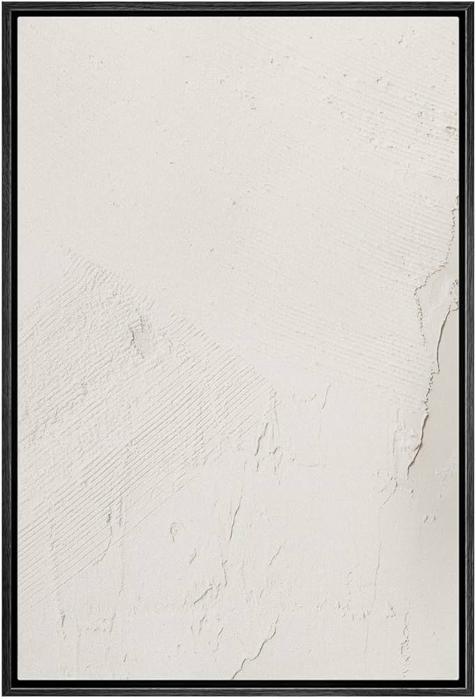 SIGNWIN Framed Canvas Print Wall Art Minimal White Paint Brush Strokes Abstract Shapes Illustrati... | Amazon (US)