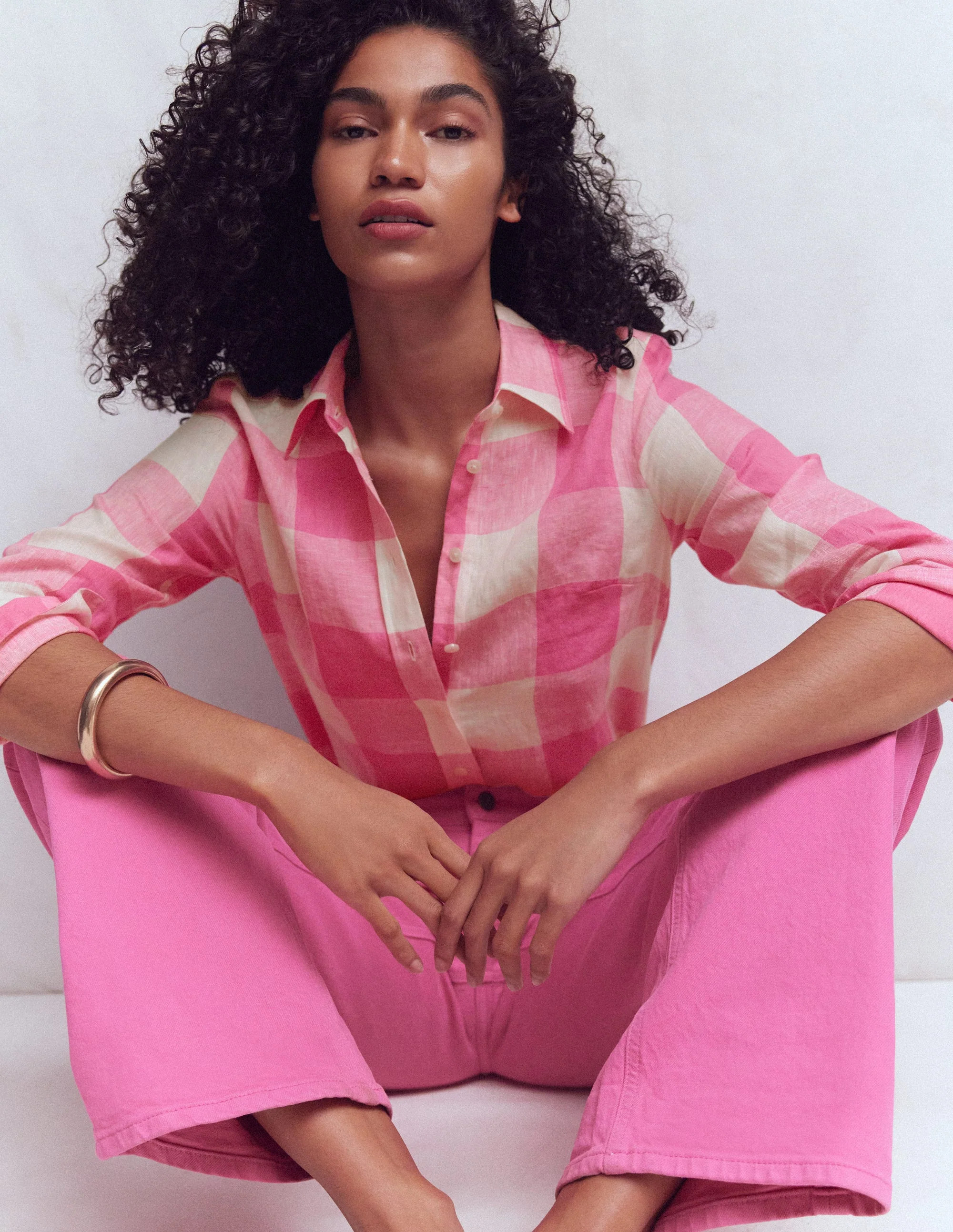 Sienna Linen Shirt-Pink Gingham | Boden (US)
