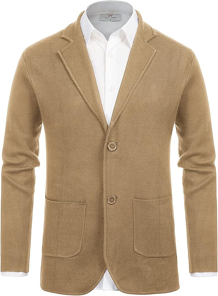 PJ PAUL JONES Men's Cardigan Sweater Shawl Collar Button Down Knit Blazer Jacket Knitwear | Amazon (US)
