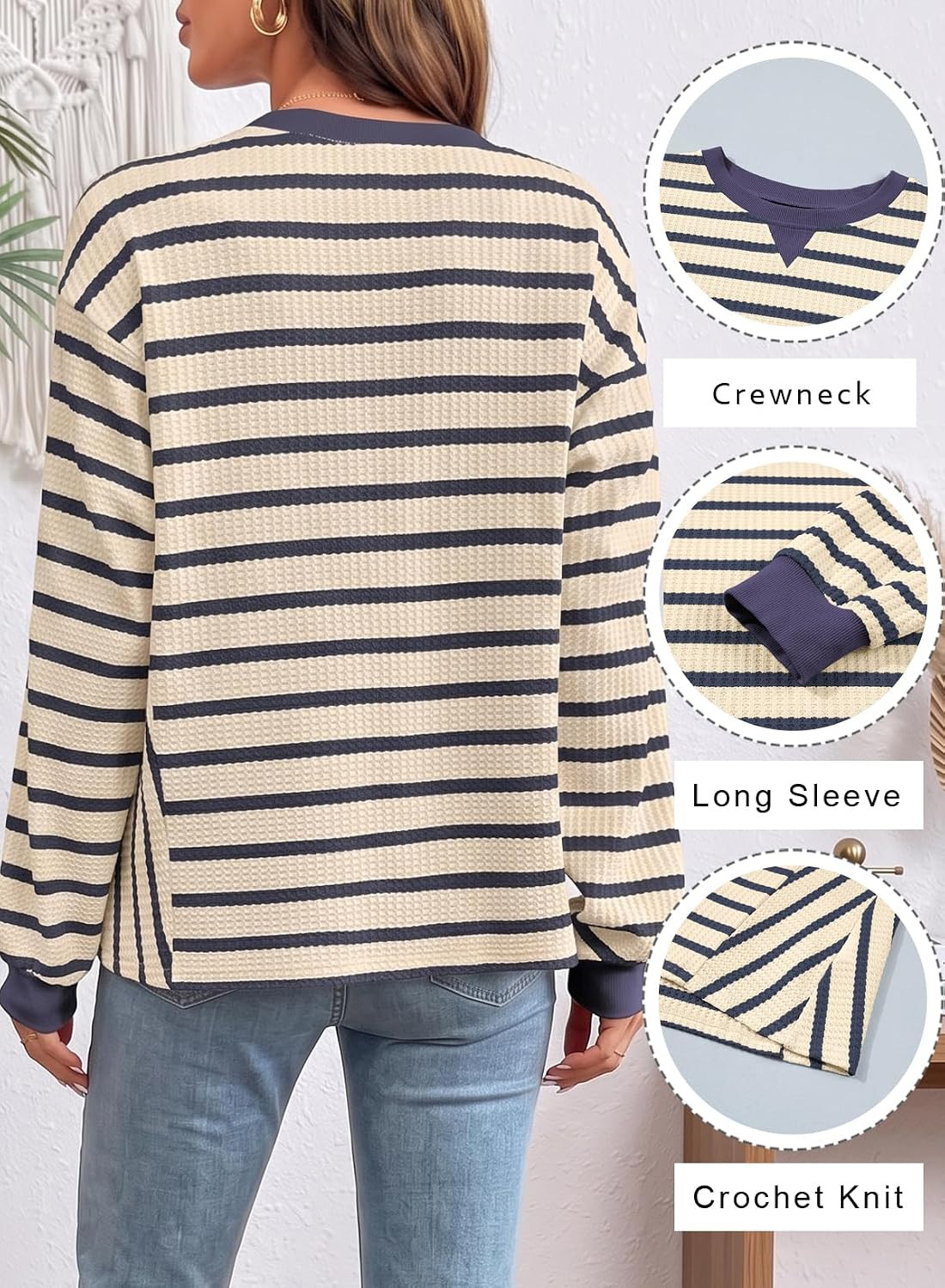 Dokotoo Womens Sweaters 2026 Crewneck Long Sleeve Sweater Tops | Amazon (US)