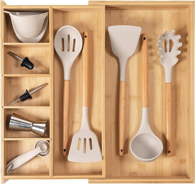 Adjustable Kitchen Drawer Organizer for Utensils and Junk, Food-Safe Contract Grade with 100% Sus... | Amazon (US)