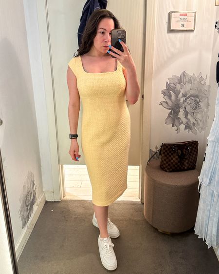 This cute yellow dress is classy and perfect for summer events. Currently on sale! I’m wearing size 4 petite. Tried this on for a baptism but would also be great for a baby shower or bridal shower. 

#LTKFindsUnder100 #LTKMidsize #LTKWedding