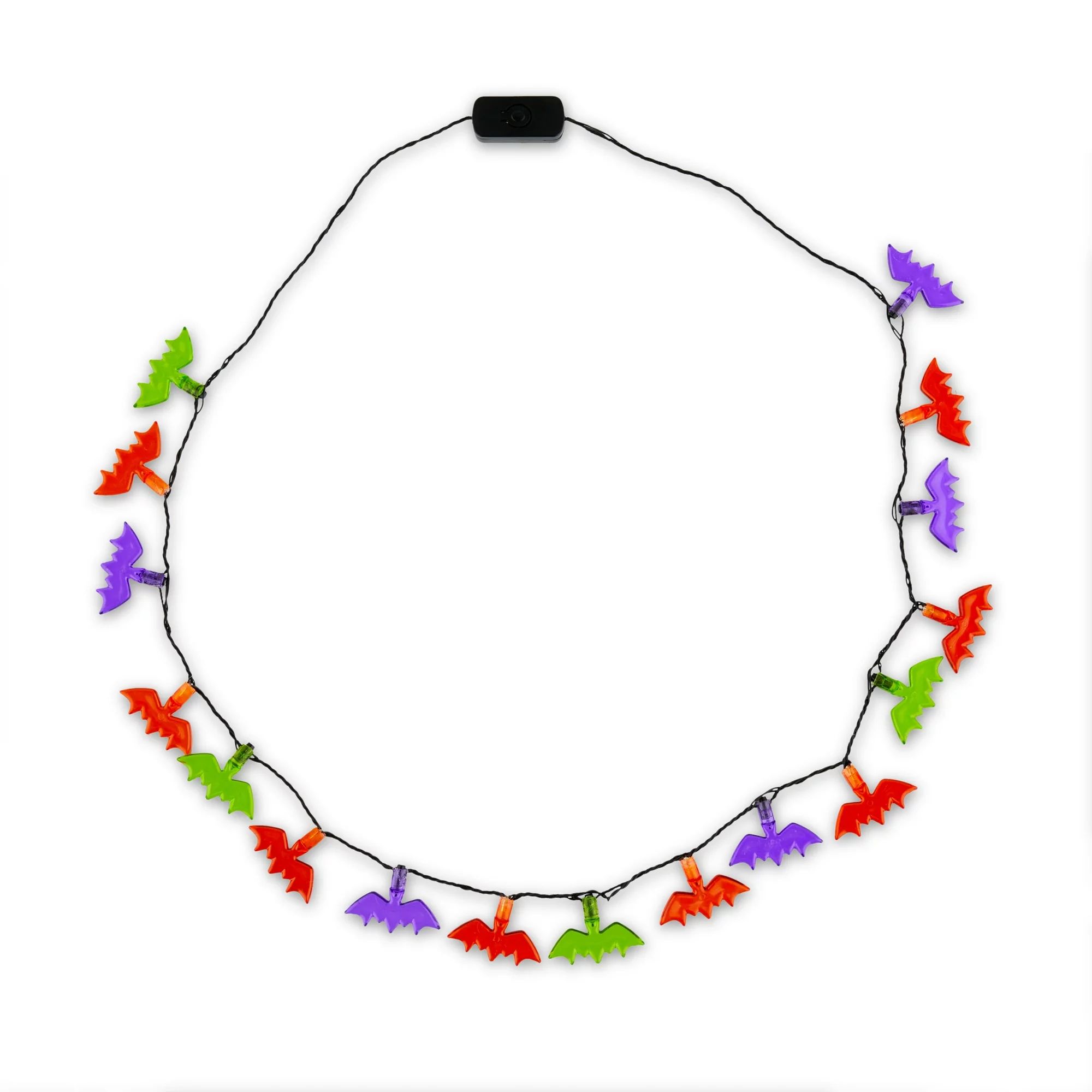 Halloween Teen and Child's String Light Multi-color Bats Necklace, Way to Celebrate,Age 3+, Orang... | Walmart (US)
