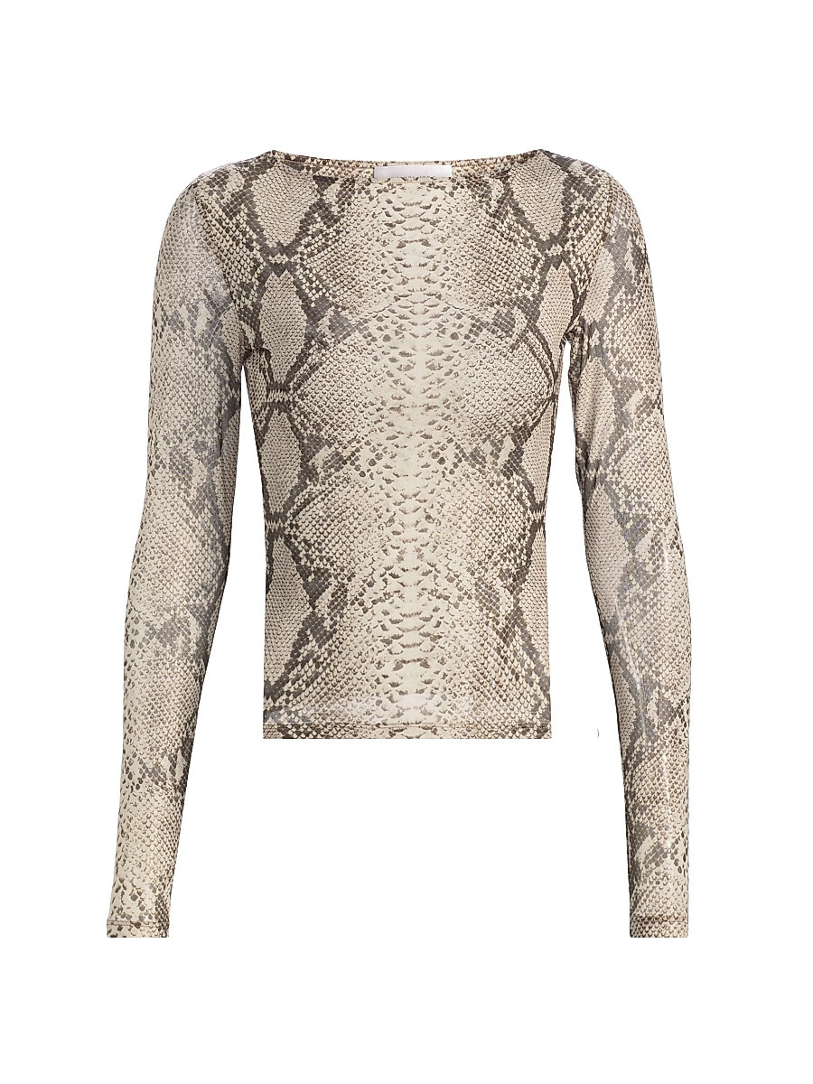 Ronny Kobo Women's Flume Snake-Print Long-Sleeve Top - Snake Print Natural Multi - Size XS | Saks Fifth Avenue