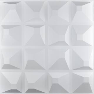 19.7 in. x 19.7 in. x 1 in. White PVC 3D Wall Panels Brick Wall Design (12-Pack) | The Home Depot