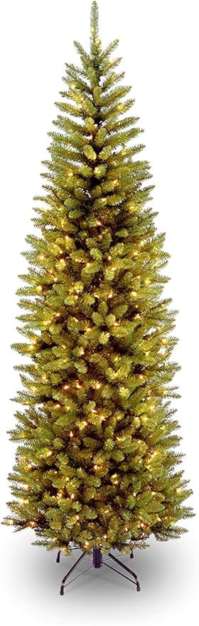 National Tree Company Artificial Pre-Lit Slim Christmas Tree, Green, Kingswood Fir, White Lights,... | Amazon (US)