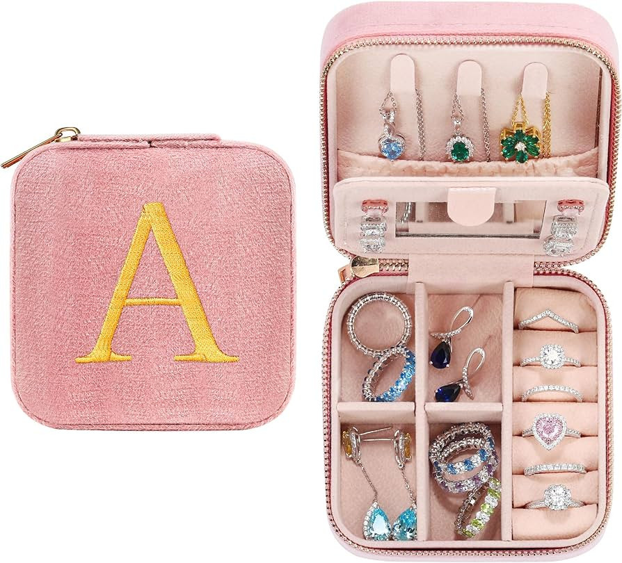 Parima Plush Velvet Small Travel Jewelry Case Organizer - Jewelry Box Jewelry Holder Necklace Box... | Amazon (US)