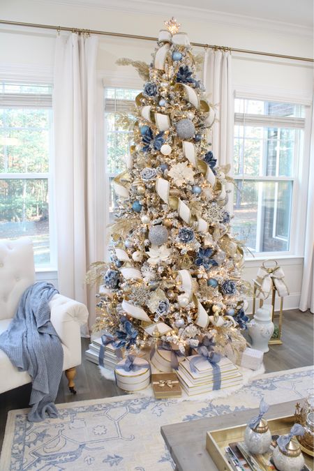 Head to summeradams.com to see my entire Christmas living room tour in blue, white, and gold! 

#LTKstyletip #LTKHoliday #LTKhome