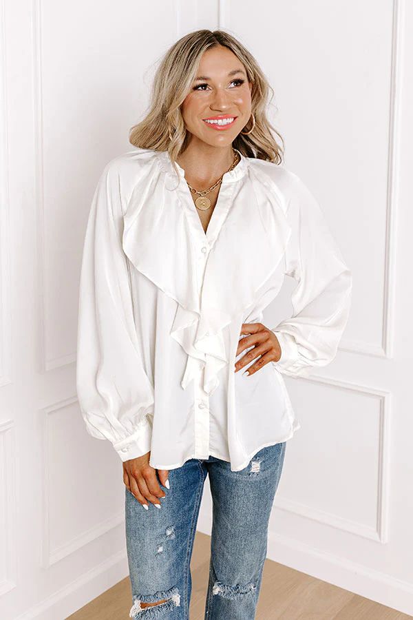 Manhattan Chic Ruffle Top in Ivory | Impressions Online Boutique