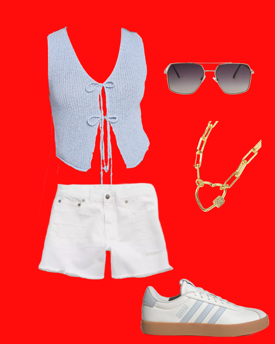 Fourth of July Casual Outfit 
Keeping it cool & classic in this casual 4th of July look! I styled a light blue tank top with white denim shorts for a fresh, summery vibe, then added blue & white Adidas sneakers for a sporty touch. Threw in my fave sunglasses and a gold necklace to finish off this easy red, white, and blue-inspired outfit—perfect for a BBQ, beach day, or watching fireworks with friends!

This patriotic summer outfit is comfy, cute, and effortless for holiday weekend plans 🇺🇸☀️

#FourthofJulyOutfit #4thofJulyStyle #CasualSummerLook #BlueAndWhiteOutfit #WhiteDenimShorts #AdidasSneakers #LTKSummerStyle #PatrioticOutfit #HolidayWeekendStyle #RedWhiteAndBlueVibes #BBQOutfitIdeas #SummerOOTD #LTKunder100 #FireworksFit #LTKSeasonalStyle

 

 #LTKSeasonal #LTKSaleAlert #LTKPetite