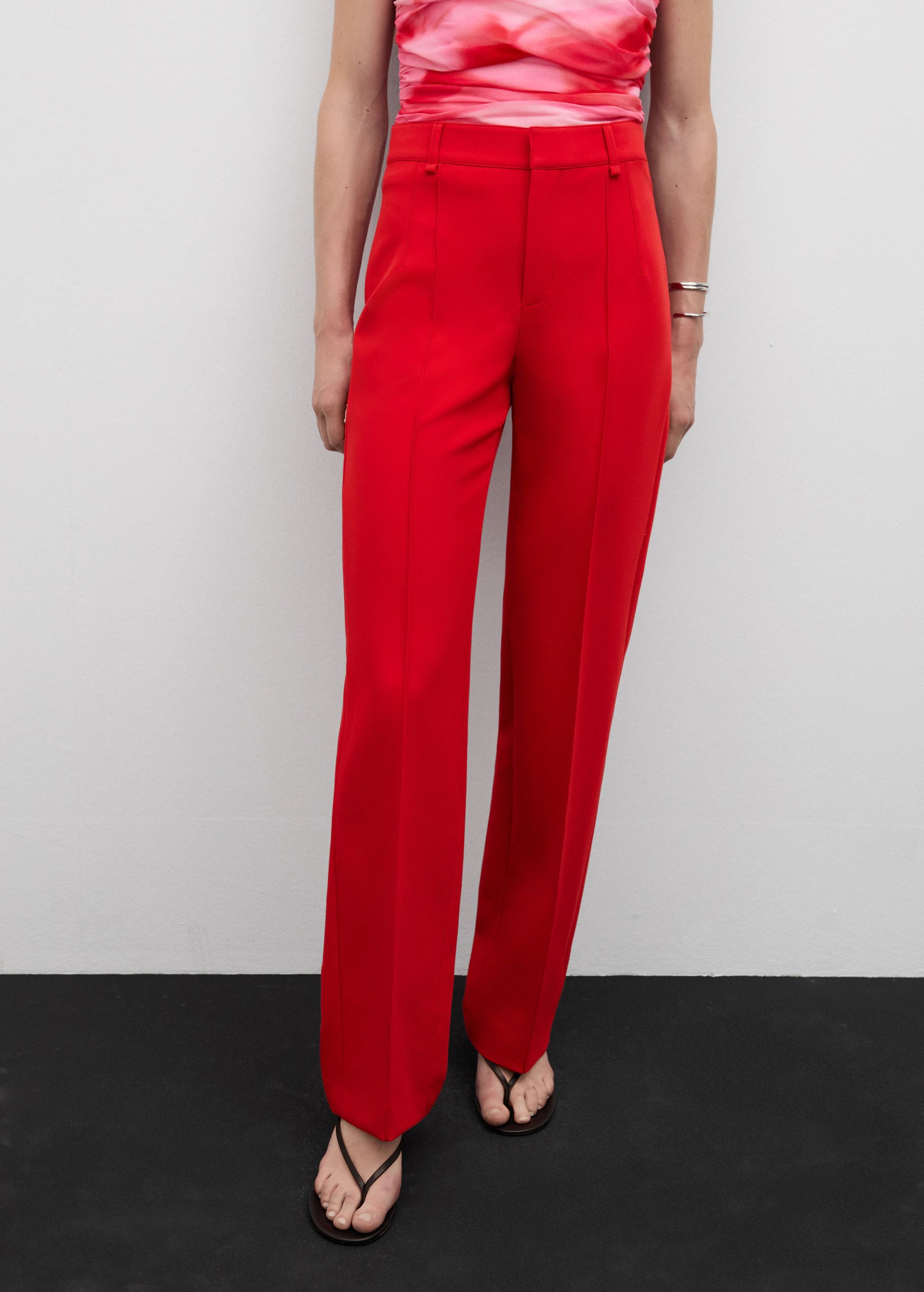 Straight-fit trousers with decorative seams | MANGO (UK)