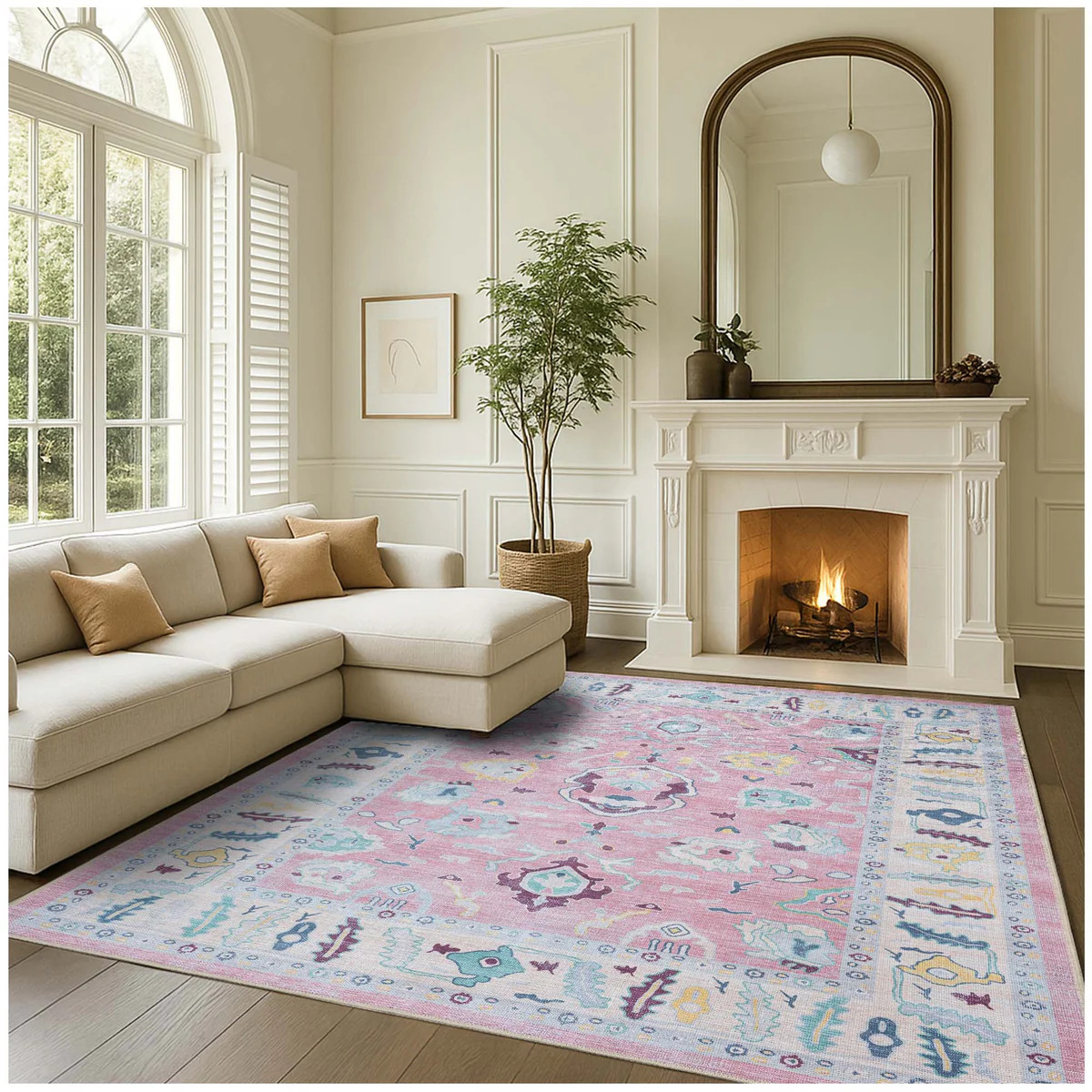 Alice Pale Pink Modern Oushak Rug | Fame Rugs