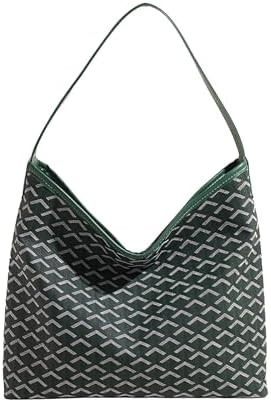 Geometric pattern shoulder bag, large capacity shoulder bag, brown trim, stylish women's crossbod... | Amazon (US)