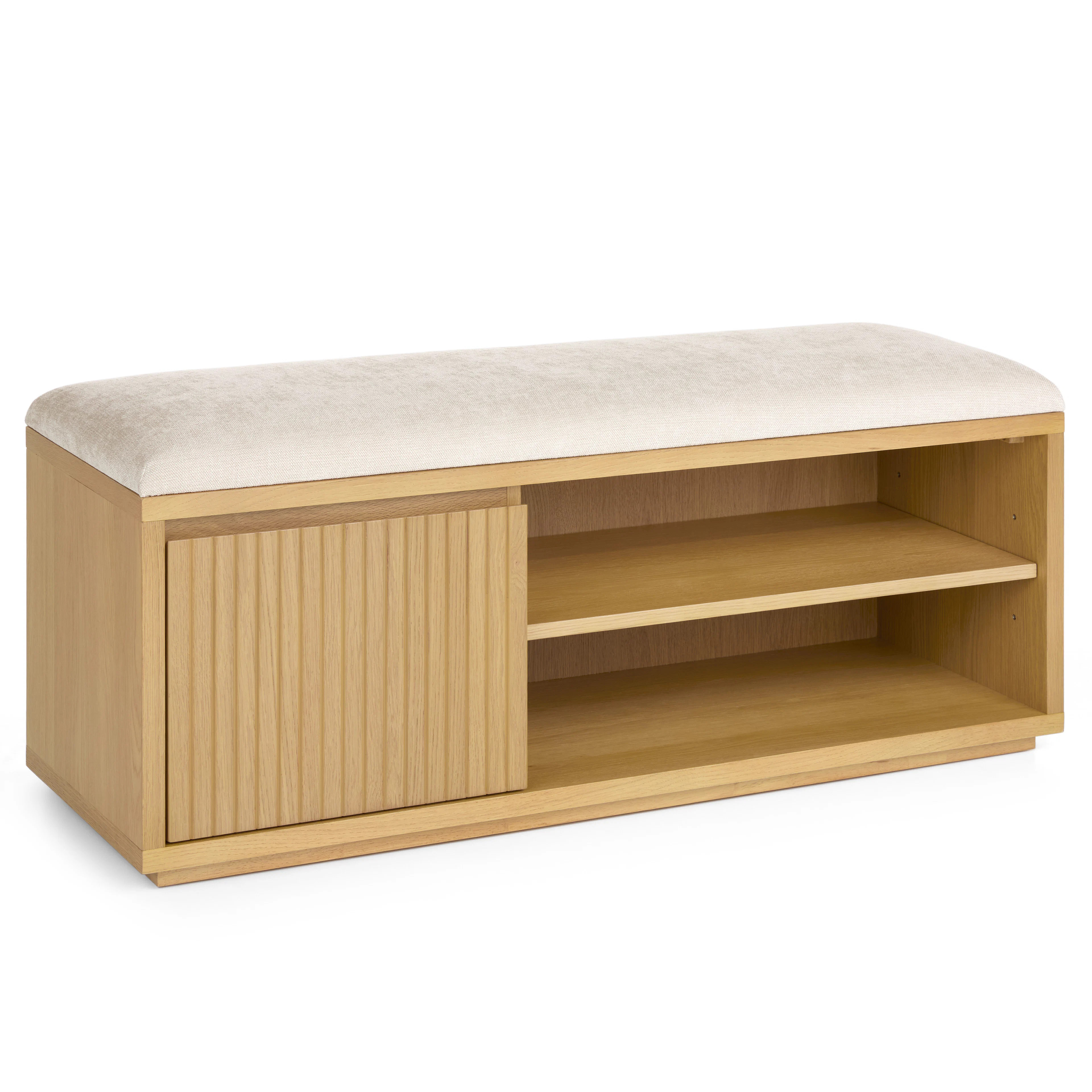 Kouva 47" Bench - Natural Oak and Santolina Gray | Article