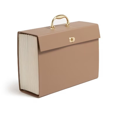 U Brands 19 Pocket Recycled Pleather Expandable File Light Brown: File Organizer & Holder, Letter... | Target