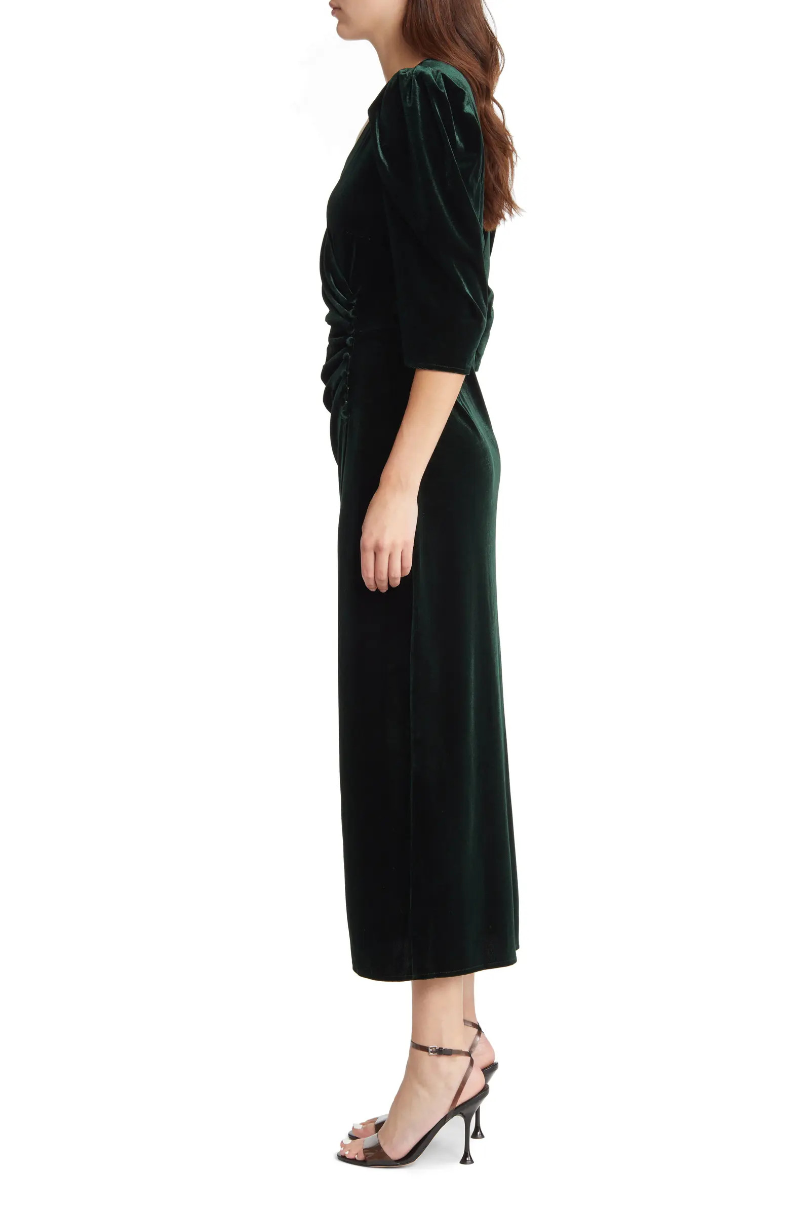 Faux Wrap Velvet Midi Cocktail Dress | Nordstrom