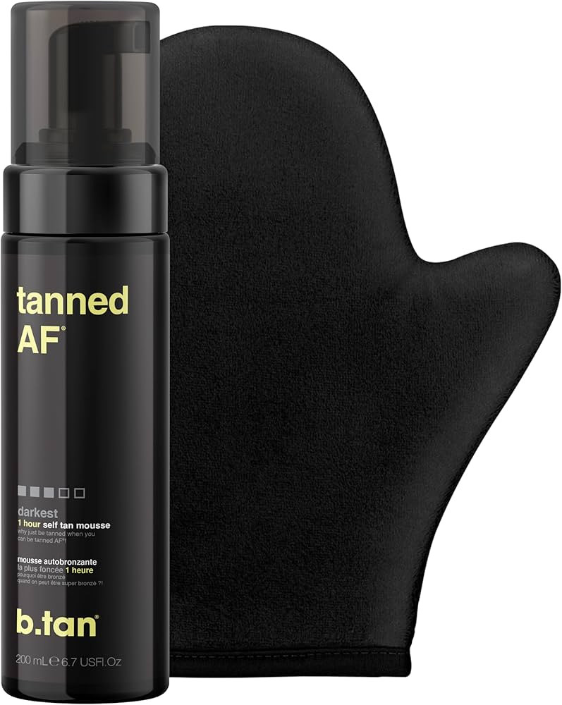 b.tan Dark Self Tanner Kit | Get Tanned Bundle - Best Mousse w/Tanning Mitt Applicator, 1 Hour Ex... | Amazon (US)