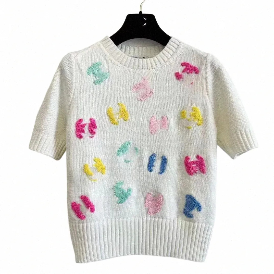 spring 2024 new full letter LOGO casual fashion sweater short sleeve T-shirt sweater round neck s... | DHGate