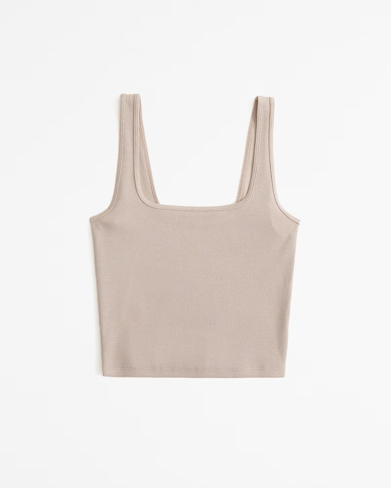 Essential Cropped Squareneck Rib Tank | Abercrombie & Fitch (US)
