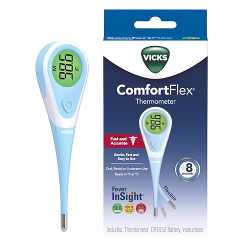 Vicks ComfortFlex Digital Thermometer: Accurate Color-Coded Reading in 8 Seconds, Digital Thermometer for Adults & Children, Oral, Rectal, or Under Arm Use | Amazon (US)
