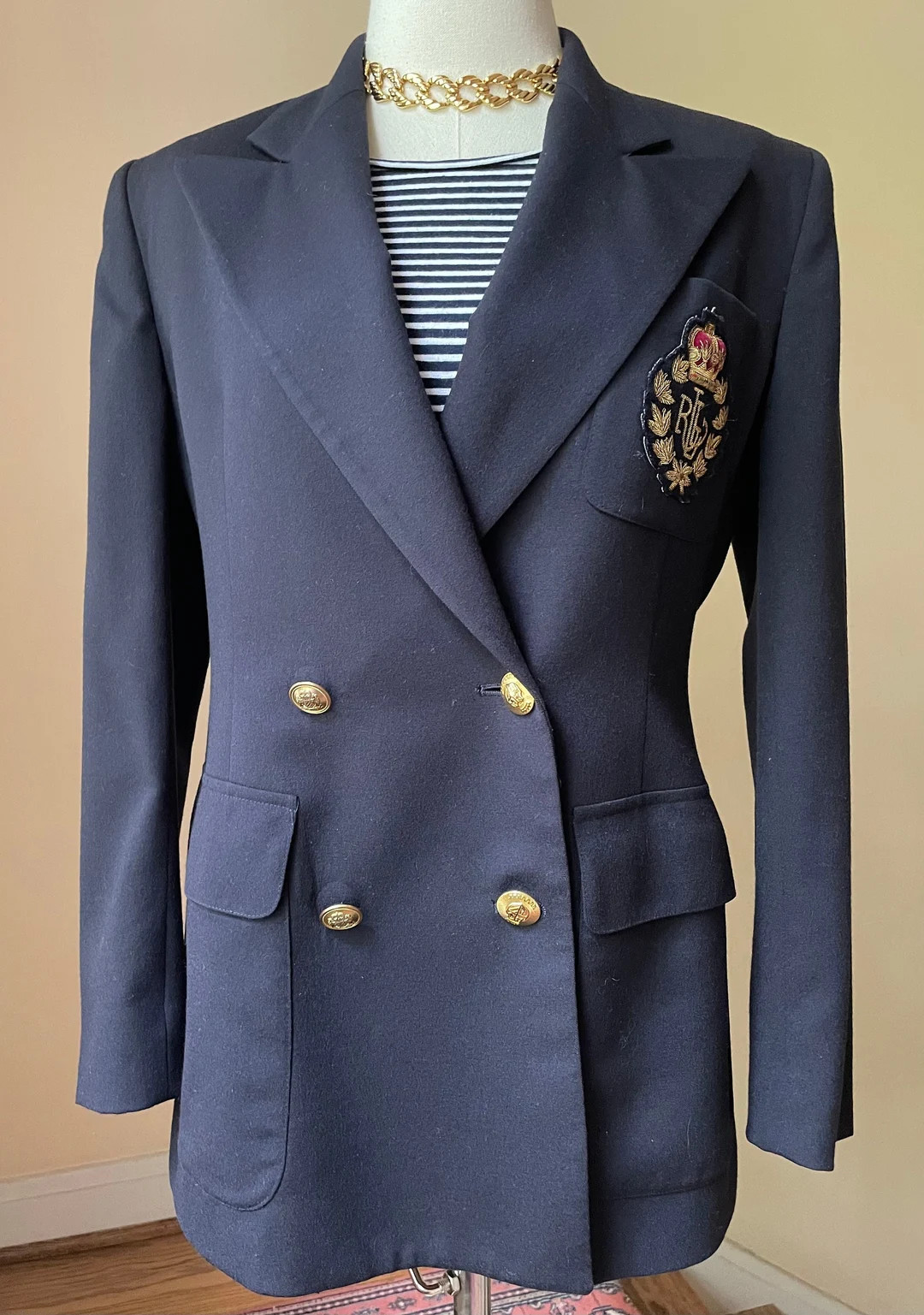 Ralph Lauren Classic Double Breast Crest Logo Blazer Jacket in - Etsy | Etsy (US)