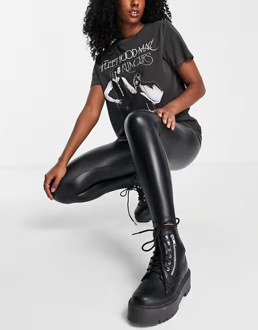 Pull&Bear faux leather leggings in black | ASOS (Global)