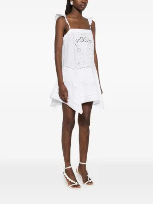 Self-Portrait Lace Trim Mini Dress | White | FARFETCH | Farfetch Global