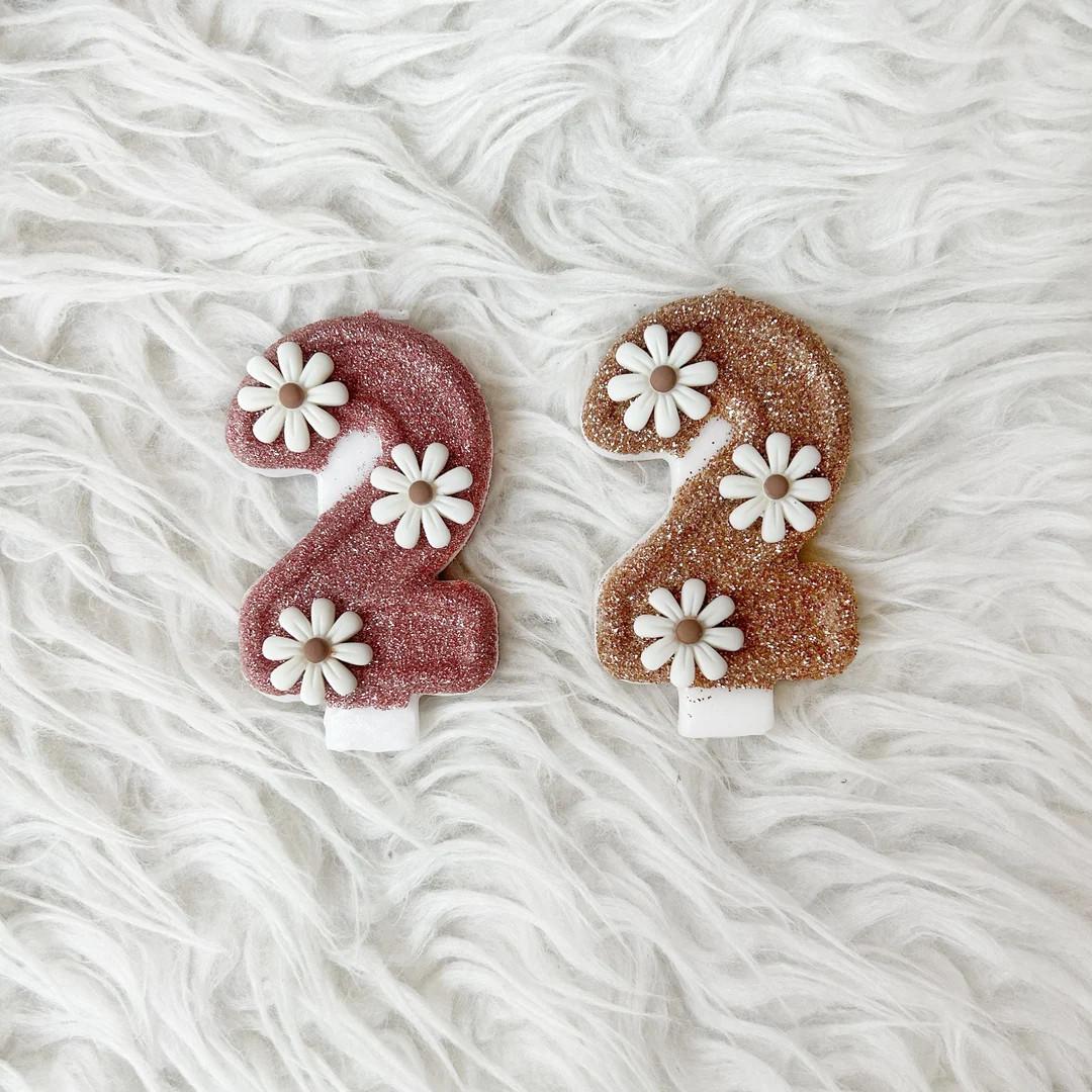Retro Daisy Glitter Birthday Number Candle Comes in Any - Etsy | Etsy (US)