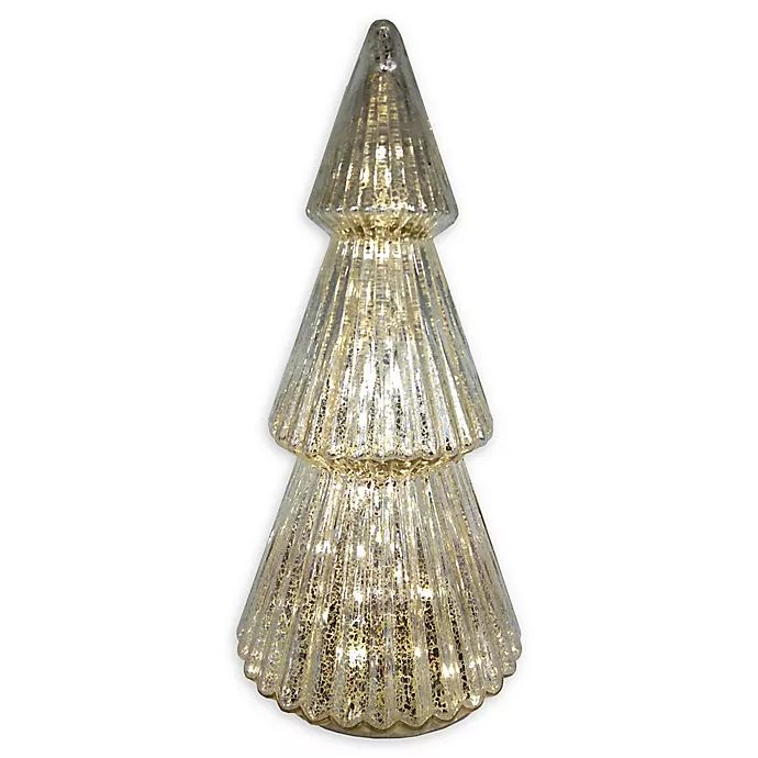 16-Inch Blinking LED Mercury Glass Tree in Silver | Bed Bath & Beyond
