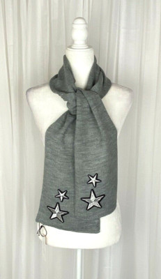 Rebecca Minkoff Heather Grey Knit Scarf Silver Stars New | eBay US