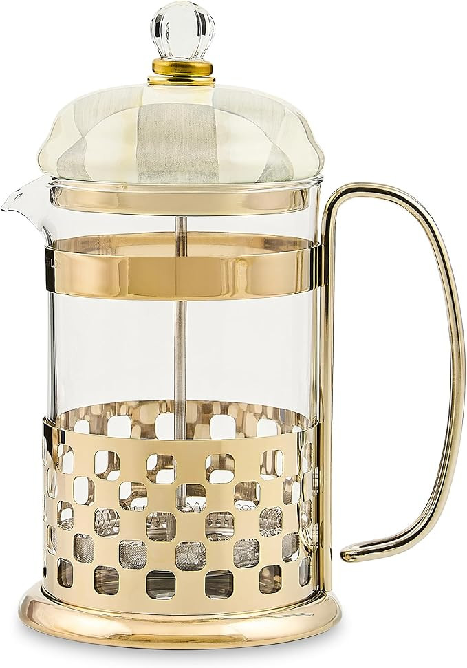 MACKENZIE-CHILDS Coffee French Press, Glass French-Press Coffee Maker, 32-Ounce Capacity, Gray-an... | Amazon (US)