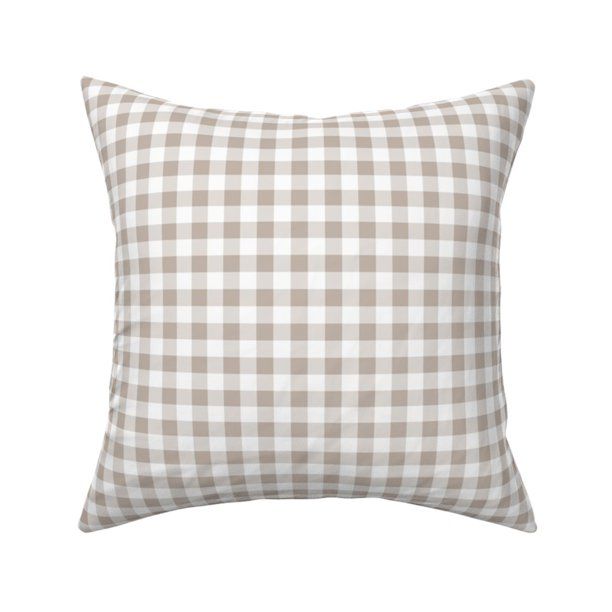 Beige Gingham Tan White Neutral Throw Pillow Cover w Optional Insert by Roostery - Walmart.com | Walmart (US)