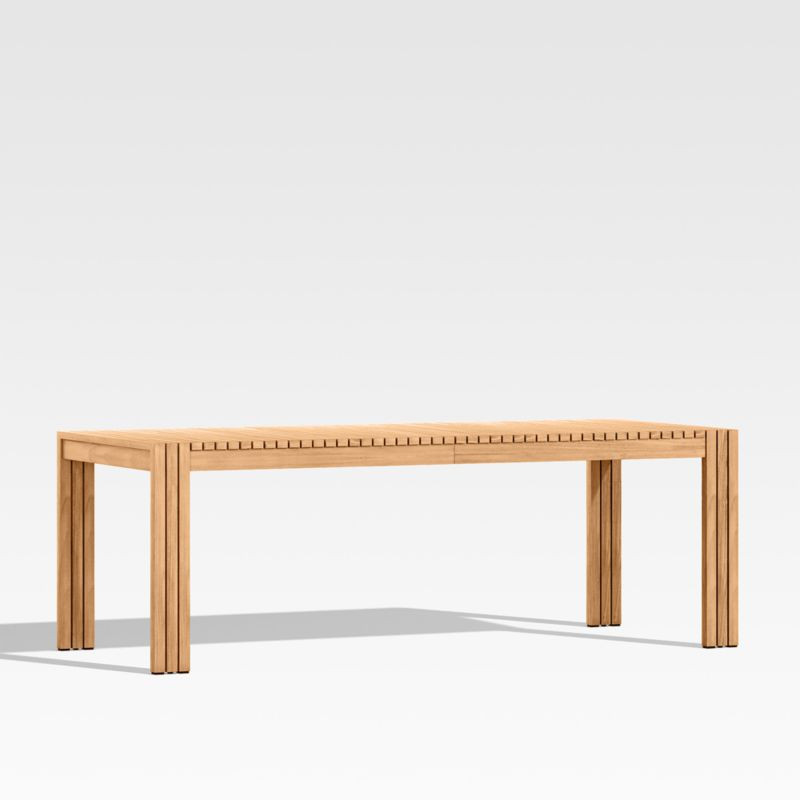 Batten 86"-110" Extendable Teak Outdoor Dining Table + Reviews | Crate & Barrel | Crate & Barrel