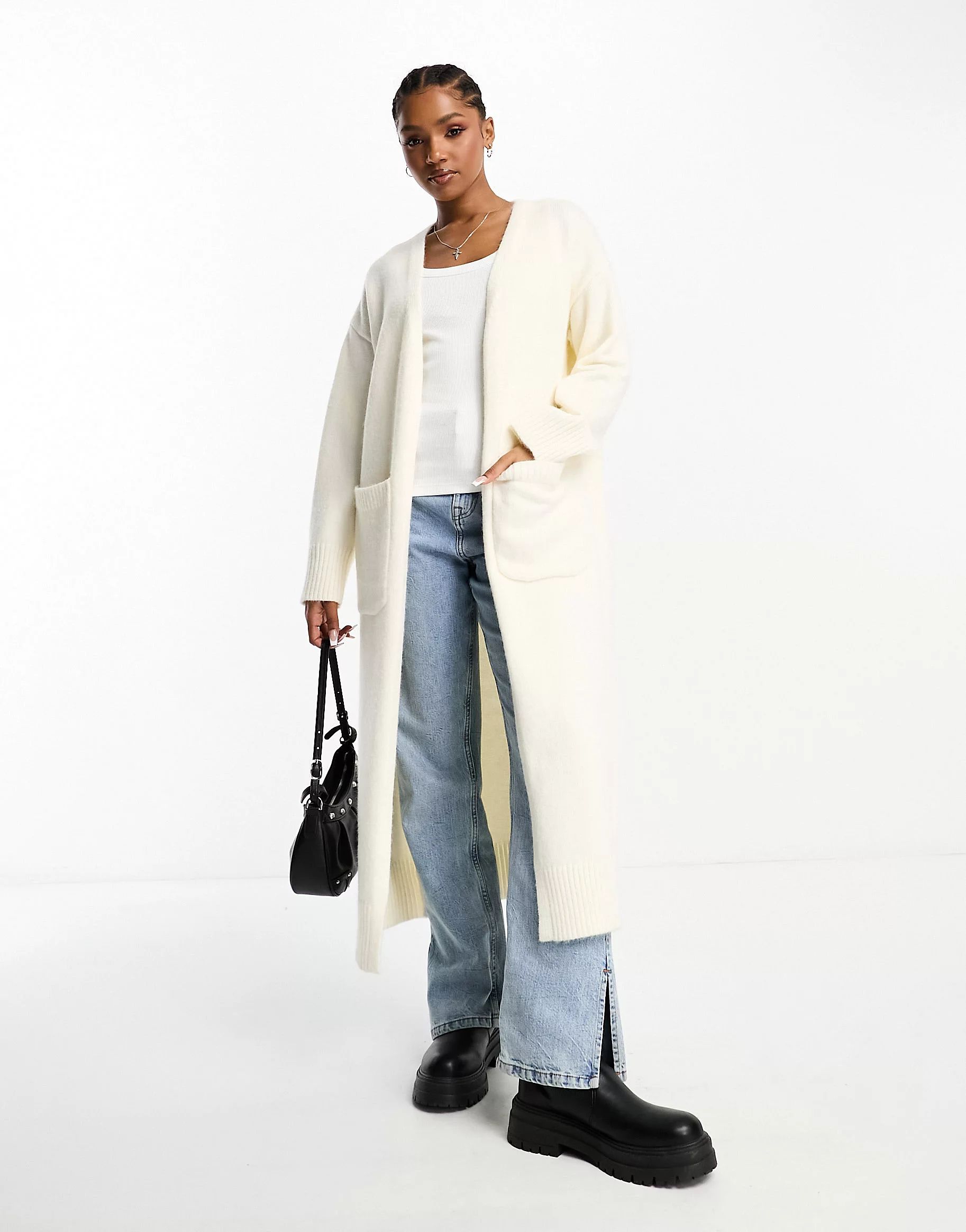 The Frolic supersoft longline maxi cardigan in cream | ASOS (Global)
