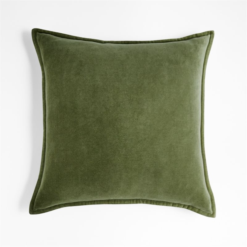 Moss 20" Washed Organic Cotton Velvet Pillow with Feather Insert + Reviews | Crate & Barrel | Crate & Barrel